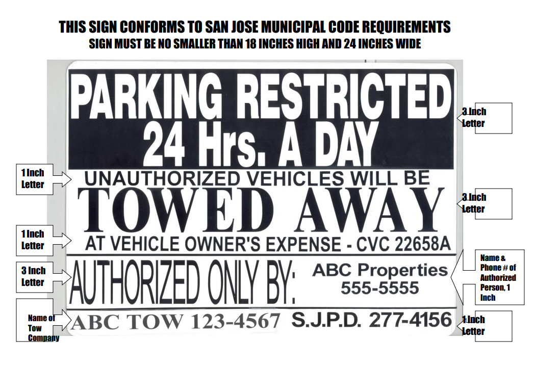 Parking Restricted 24 Hrs. A Day. Unauthorized vehicles will be towed away at vehicle owner's expense